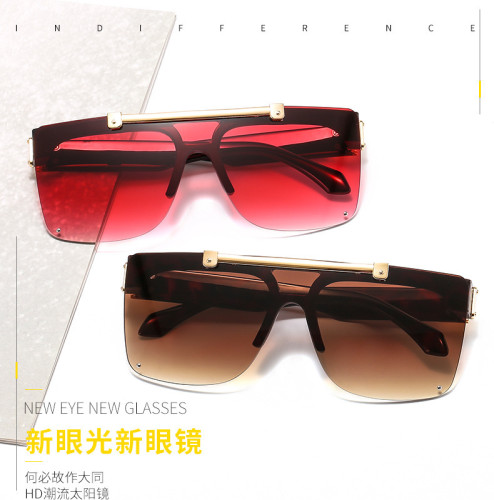 Flat Top Sunglasses Men Women Brand Designer Square Shades Gradient Sun Glasses Men Cool One Piece UV400 Mirror