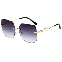 New Fashion Dazzling Color Women's Rimless Sunglasses Personality Flashing Powder Square Metal Sunglasses Net Red Street Glasses