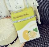 Personality Milk Box Shape Shoulder Bag Strawberry /Lemon printed drink bottle shape bag with straw femle mobile phone bags