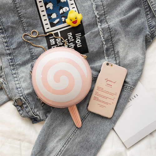 Cartoon Small Bag Female 2020 Style Creativity Lollipop Shape Shoulder Bag Girls Funny Chain Messenger Small Round Bag