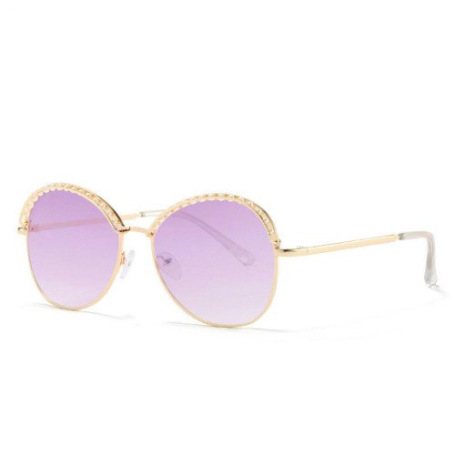 Retro Metal Pearl Round Sunglasses Women 2022 Luxury Brand Designer Large Frame Sun Glasses Female Gradient Ocean Lens Shades