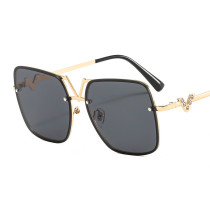 New Square Metal Gorgeous Fashion Casual Sunglasses V-shaped Diamond Inlaid Women's Sunglasses