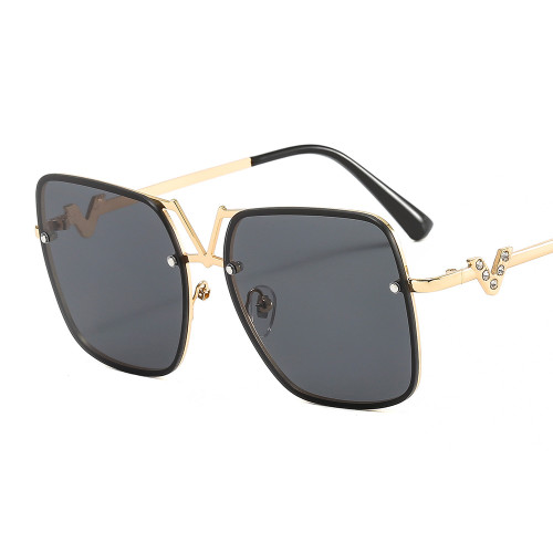 New Square Metal Gorgeous Fashion Casual Sunglasses V-shaped Diamond Inlaid Women's Sunglasses
