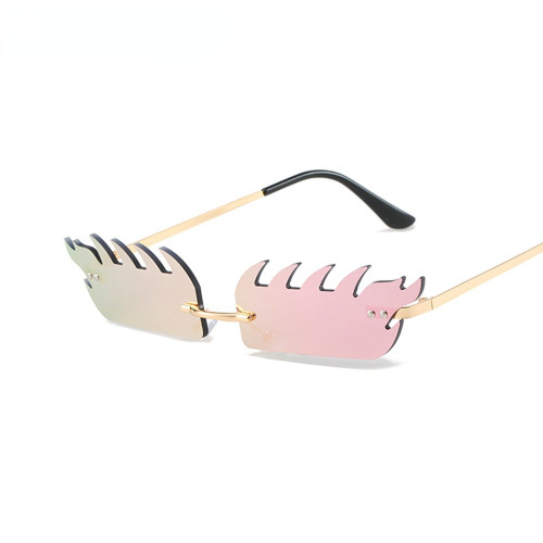 Fashion Rimless Heart Fire Sunglasses Women Sunglass Vintage Sun Glass Men Luxury Brand Design Eyewear UV400 Gradient Shades