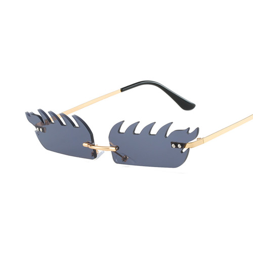 Fashion Rimless Heart Fire Sunglasses Women Sunglass Vintage Sun Glass Men Luxury Brand Design Eyewear UV400 Gradient Shades