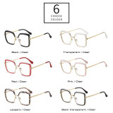 New Retro Square Anti-Blue Light Metal Glasses Women Europe America Lady Optical Fashion Computer Female Tr90 Flat Eyewear