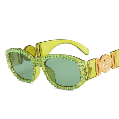 Fashion Brand Design Vintage Cat Eye Rhinestone Sunglasses Women Men Retro Small Rectangle Sun Glasses Female UV400 Gafas De Sol