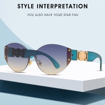 New Fashion Rimless Sunglasses Trend Round Frame Sunglasses for Men and Women Modern Sunglasses