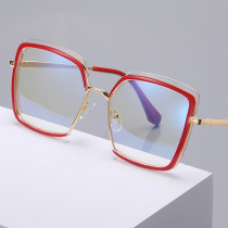 New Retro Square Anti-Blue Light Metal Glasses Women Europe America Lady Optical Fashion Computer Female Tr90 Flat Eyewear