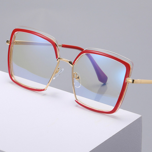 New Retro Square Anti-Blue Light Metal Glasses Women Europe America Lady Optical Fashion Computer Female Tr90 Flat Eyewear