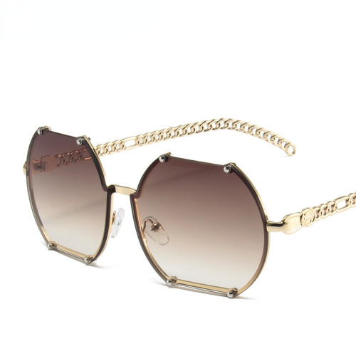 Fashion Creative Chain Leg Trend Sunglasses Female Personality Irregular Metal Glasses Retro Frameless Street Shot Sunglasses