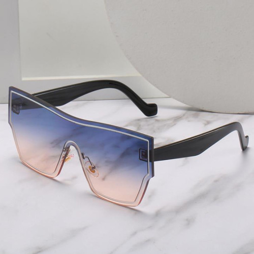 Square Gradient Women's Sunglasses 2022 Fashion Oversized Driving Sun Glasses Flat Top Pink Conjoined Shade Oculos UV400