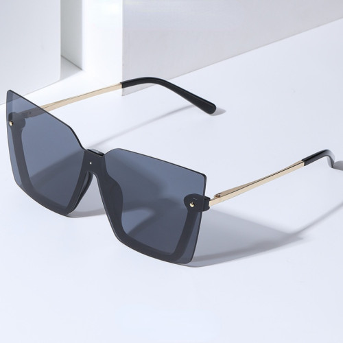 New Big Frame Square Meter Nail Sunglasses Women Fashion Big Square Frameless Popular European and American Conjoined Sunglasses