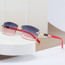 Fashion Frameless Rectangle Sunglasses Women Luxury Designer Small Frame Sun Glasses Rimless Blue Light Blocking Eyeglasses Men
