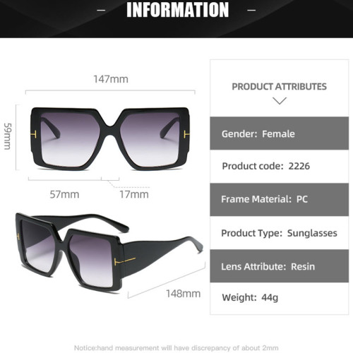 Fashion Square T-shaped Sunglasses Personalized Sunglasses for Men and Women