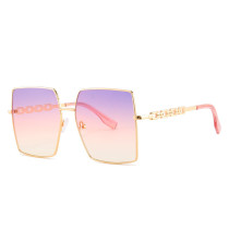 Oversized Square Sunglasses Women Fashion Metal Frame Luxury Brand Designer Sun Glasses Female Retro Chain Leg Sunglass Men