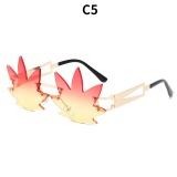 Funny Rimless Maple Leaf Sunglasses Women's Luxury Metal Frame Eye Wear Beach Party Sun Glasses Shades for Women UV400