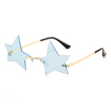 Personality Star Sunglasses Women Rimless Glasses Retro Sunglass Men Ocean Lens Eyewear UV400 Sun Glass Black Mirror Shades