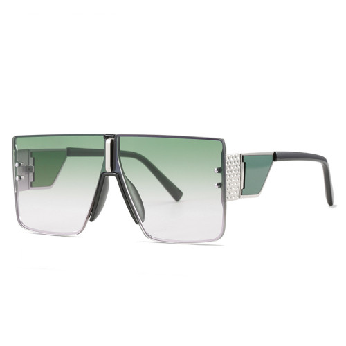 Square Metal Sunglasses Women Luxury Vintage Brand Design Men’s Sun Glasses One-Piece Big Frame  Mirror Eyewear UV400