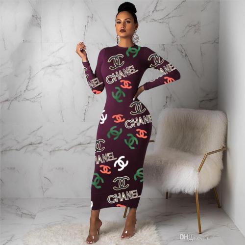 Wholesale cross-border women's independent stand eBay dress personality letter print long sleeve dress