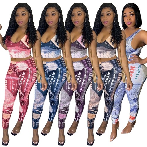 Sexy Crop Tops Two Piece Pant Sets Outfits Girls' Clothing Summer Sets Clothing For Women 2 Piece Trousers Pants Sets