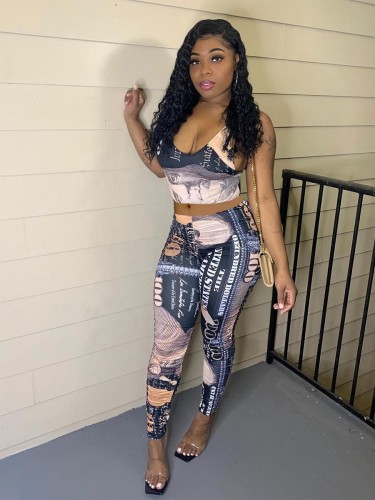 Sexy Crop Tops Two Piece Pant Sets Outfits Girls' Clothing Summer Sets Clothing For Women 2 Piece Trousers Pants Sets