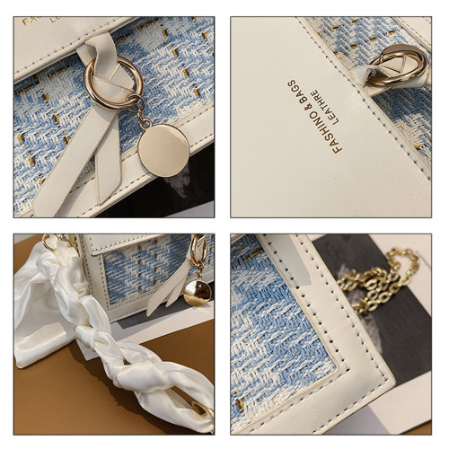 Fashion Trend Two Shoulder Strap Crossbody Bags for Women 2022 Blue Plaid Flap Shoulder Bag Designer Purses and Handbag
