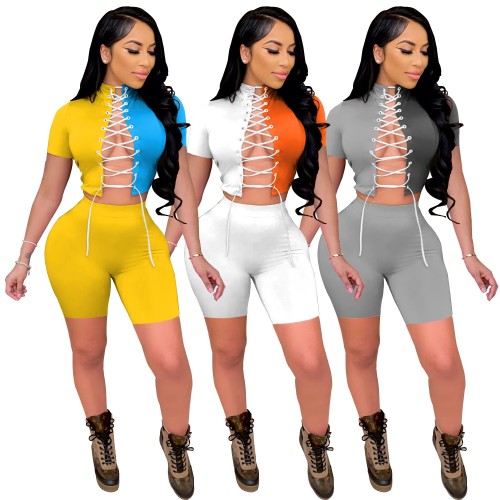 Women Clothing Biker Shorts Outfits Wholesale Custom Sweat Suit Jogging Sets 2 Piece Pant Set Outfits