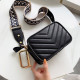Luxury Wide Canvas Strp Flap Shoulder Bags For Women 2022 PU Leather Quilted Female Designer Purses Ladies Crossbody Bags