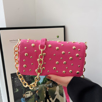 Luxury Brand Imitation Bags Rivet Shoulder Bag Women Leather Crossbody Bag Small Square Bag Vintage Chains Underarm Bag