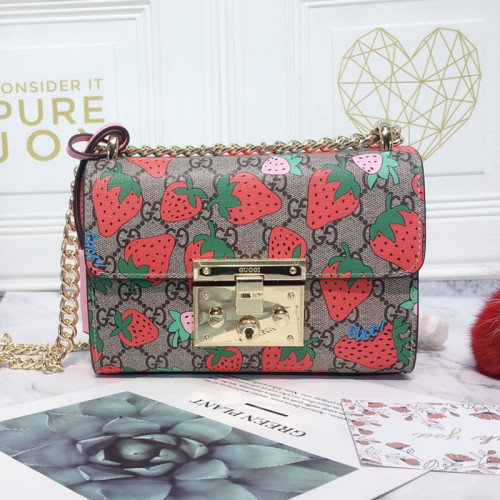 Gucci Womens Bags Shoulder Messenger Bag Luxury Brand Padlock small shoulder bag in GG Supreme canvas - Gucci 409487 KLQJG 9763