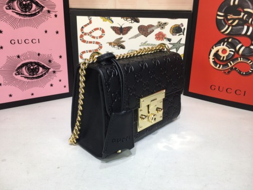 Gucci Womens Bags Shoulder Messenger Bag Luxury Brand Padlock small shoulder bag in GG Supreme canvas - Gucci 409487 KLQJG 9763