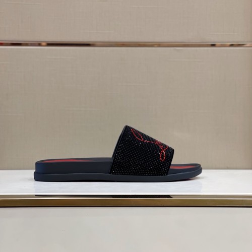 Christian Louboutin CL Men Shoes Slippers Luxury Brand Red Botton Mens Slides with Original Box