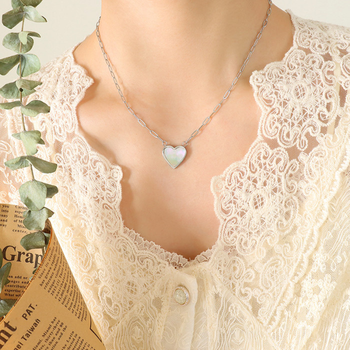 2022 New Trend Love Heart Shell Thick Chain Necklace for Women Mnimalist Clavicle Chain Choker Wedding Party Aesthetic Jewelry