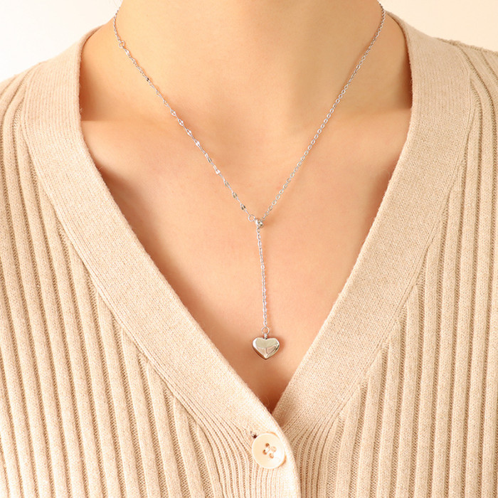 Heart Lucky Round Ball Tassel Pendant Y Lariat Necklace Fine Jewelry