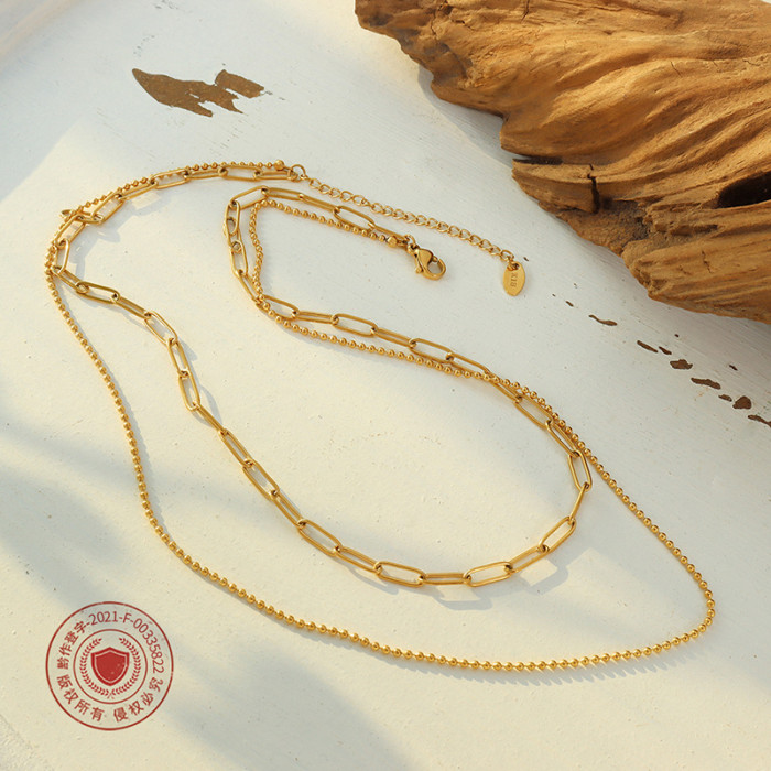 Kpop Women Bead Chain Gold Color Necklaces Thick Chain  Minimalist Pendant Jewelry Chocker Collar for Girl