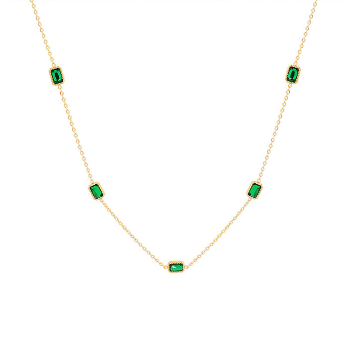 Delicate Emerald Zircon Square Necklace Choker Necklace for Women Gifts Jewelry Vintage Design Necklace Wholesale 2022 Winter