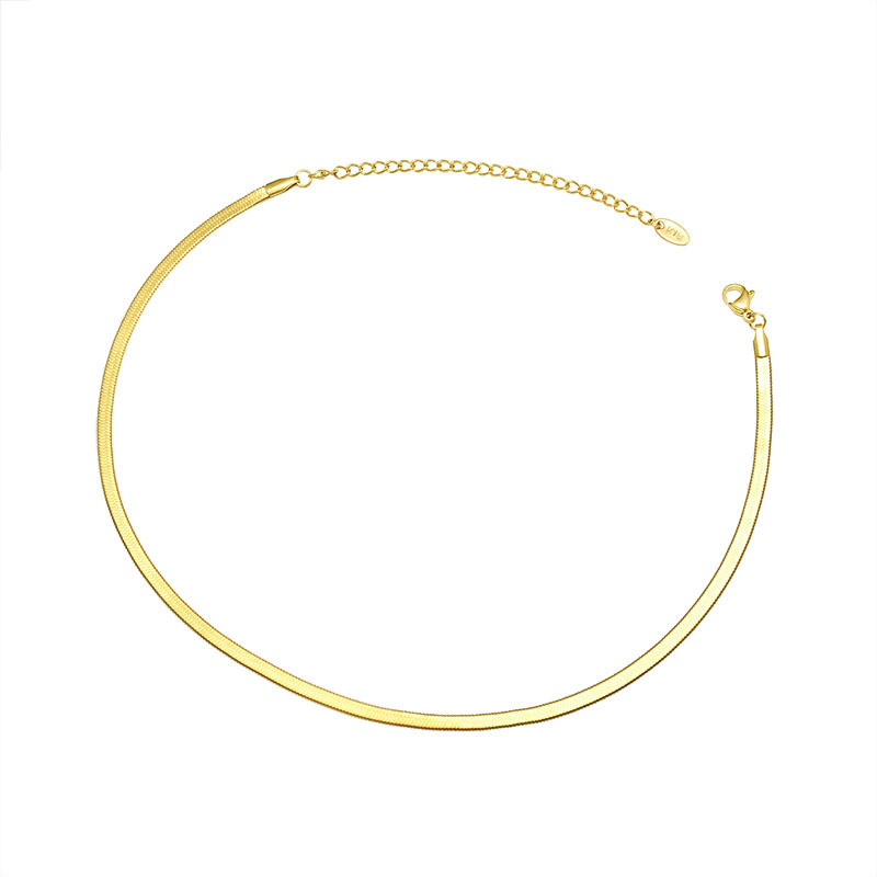 Trendy Minimalist Choker Necklace Snake Chain Men Women Couple Jewelry Gold Blade Chain Necklace