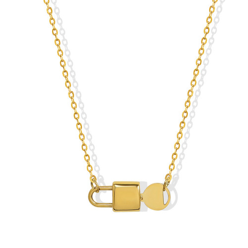 New Stainless Steel Sense Lock Key Pendant Neckalce For Women Metal 18K Gold Charm Collar Chain Necklace Waterproof Jewelry