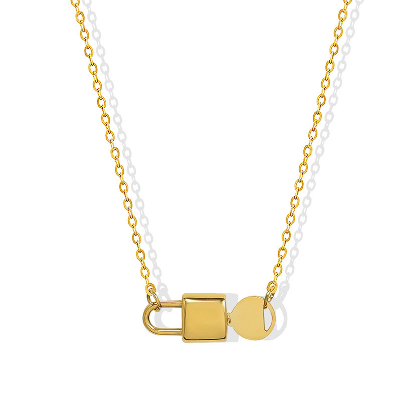 New Stainless Steel Sense Lock Key Pendant Neckalce For Women Metal 18K Gold Charm Collar Chain Necklace Waterproof Jewelry