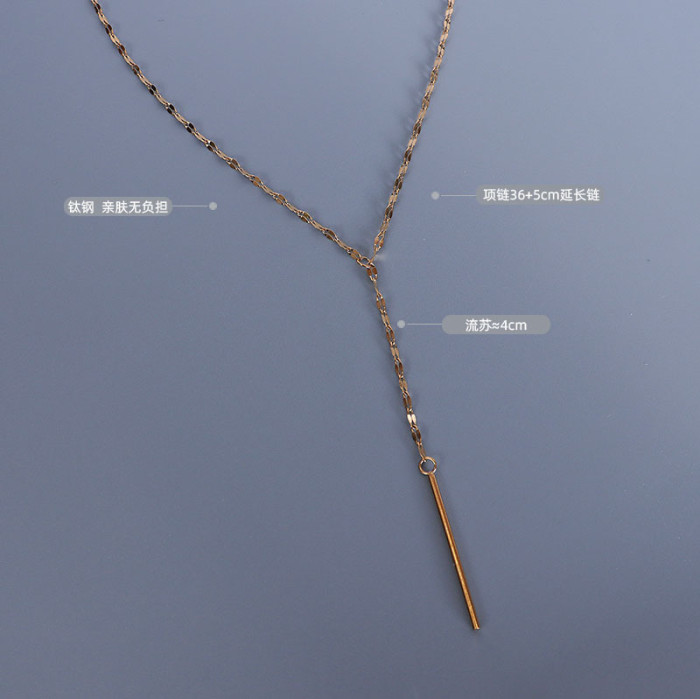 2022 New Simple Y Shape Long Necklace Charm Bar Jewlery for Wedding Gift