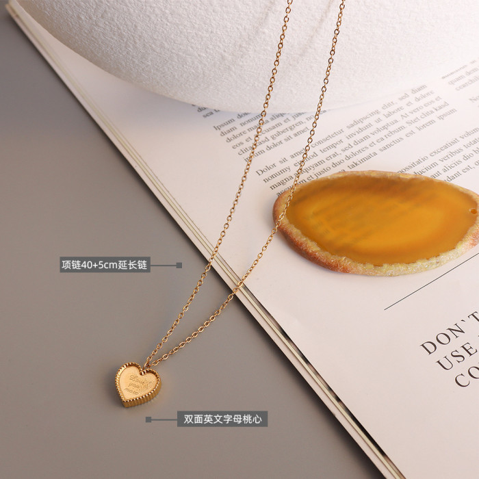 2022 New 316L Stainless Steel Gold Color Love Heart Necklaces for Women Chokers Romantic Trend Fashion Party Gift Jewelry