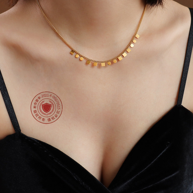 Trendy Round Small Disc Squares Necklace for Women Elegant  Pendant Choker Girl Jewelry