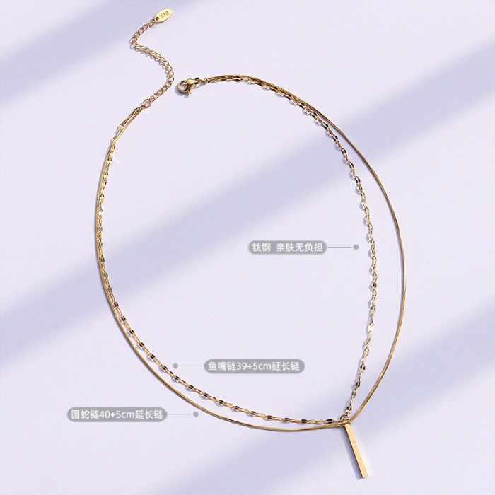 Minimalist Layered Stainless Steel Necklace for Women Bar Pendants Chokers Necklace Women Fashion Jewelry