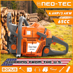 US STOCK NEOTEC NH865 65cc Gas ChainSaw for G365 Power Head Without Bar Power Chain Saw, 3.4KW Gasoline Chainsaws for Trees and Wood Cutting, All Parts Compatible with Husqvarna 365 Milling,18 24 28 20 inch