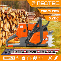 U.S. STOCK NEOTEC NS892V1 92cc Gas Chainsaw with 24 inch Bar and Chain, 5.2KW 6.4HP 2-Cycle Gasoline Power Chain Saws for Big Wood Cutting All Parts Fit MS660 G660