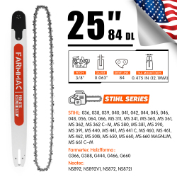 U.S. STOCK FARMMAC 24/25/36 Inch Chainsaw Guide Bar & Chain Combo Alloy Chainsaw Bar, 3/8  Pitch .063  Gauge, Full Chisel Chain, Fit for Stihl MS380 MS381 038 MS660, For Neotec NS872 NS872i NS892