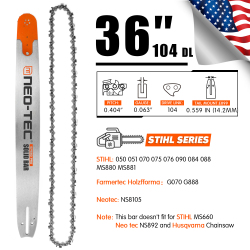 U.S. STOCK 36 Inch Chainsaw Guide Bar Chain Combo 0.404 Chain Pitch 0.063 Gauge 104 Drive Links for Stihl 105cc MS070 NS8105 G070 MS880 MS090 for Oregon 363DXLLE099 for Stihl bar 3002 001 8052