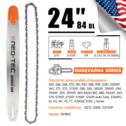 U.S. STOCK 24 inch Chainsaw Advance Bar Saw Chain Combo 3/8 Pitch 0.375 Chain Pitch 0.058 Chain Gauge 84DL for Oregon 243RNDD009 Fit for Husqvarna 372 Poulan Shindaiwa Makita fit for Oregon chain 75LGX084G