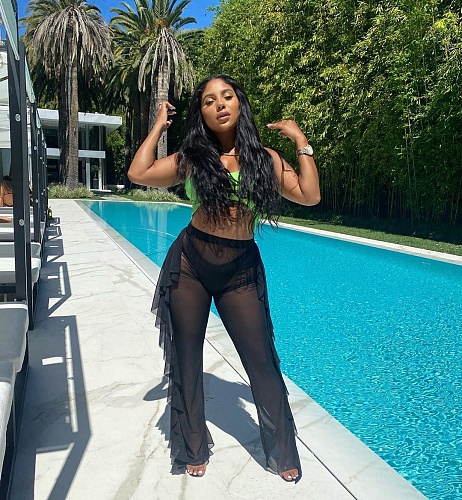 Ruffle Beach Cover Ups Mesh Sheer Wide Leg Pants OY-6205